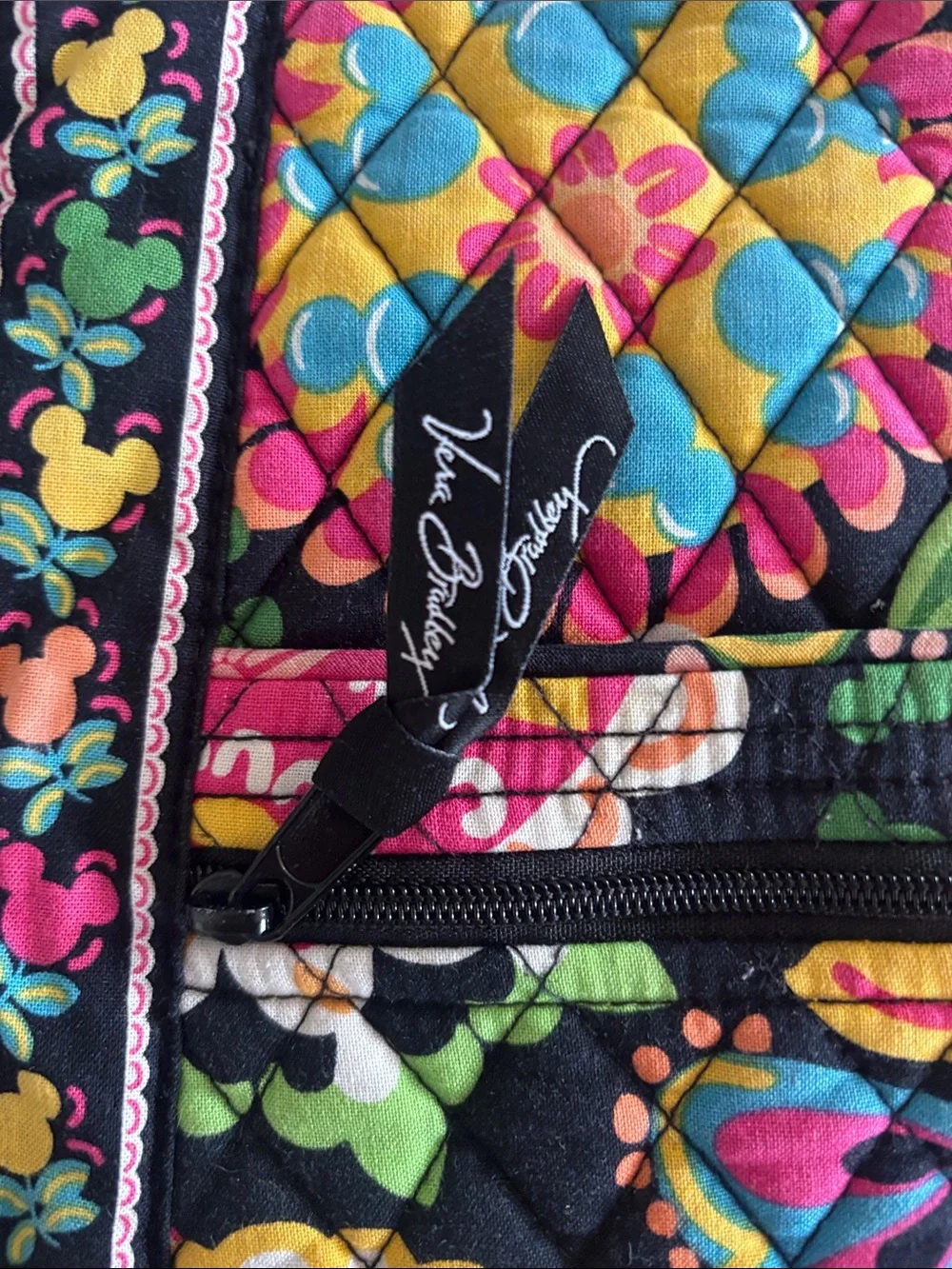 Vera Bradley MultiFloral & Mickey Quilted Crossbody with matching wristlet